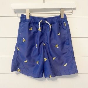 Hanna Andersson | Boys Embroidered Banana Print Swim Trunks Size 6-7